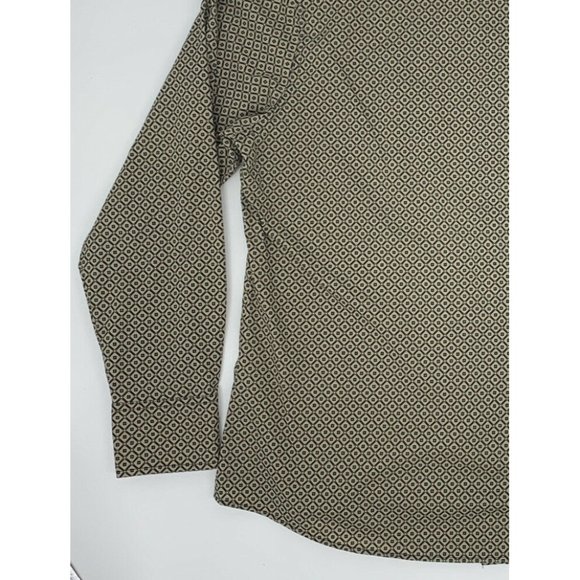 Men's Wrangler Wrancher L/S Button Up‎ Shirt Pearl Snap Tan Geometric Design XL - Picture 7 of 9